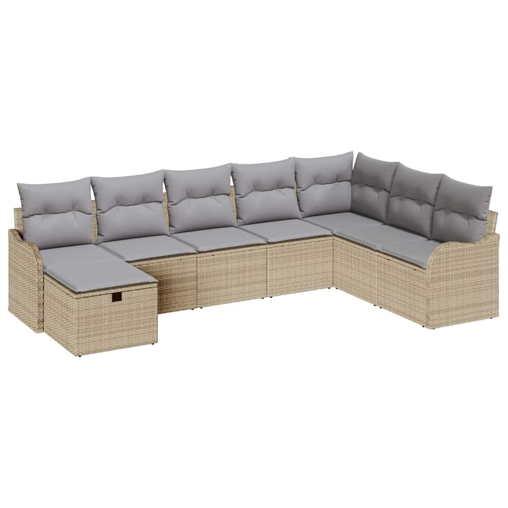 8 dalių sodo sofas su pagalvėlėmis smėlio poli ratanas - Namų Idėja