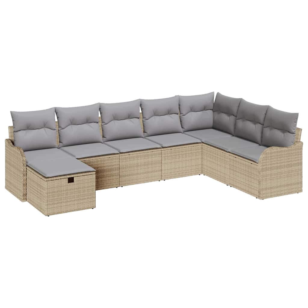 8 dalių sodo sofas su pagalvėlėmis smėlio poli ratanas - Namų Idėja