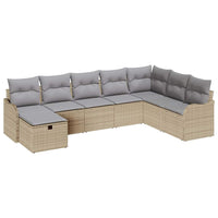 8 dalių sodo sofas su pagalvėlėmis smėlio poli ratanas - Namų Idėja
