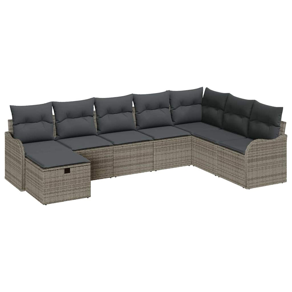 8 dalių sodų sofa su pagalvėlėmis pilka poli ratanas - Namų Idėja