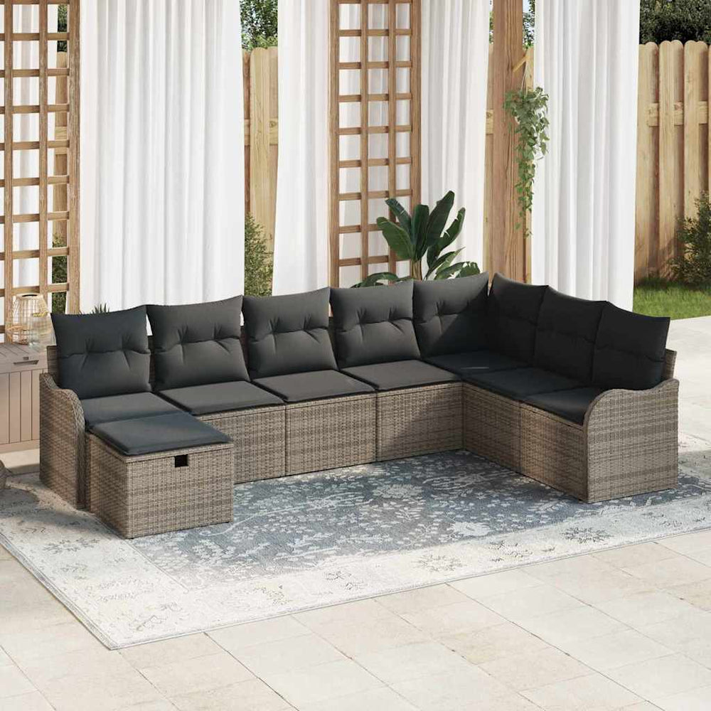 8 dalių sodų sofa su pagalvėlėmis pilka poli ratanas - Namų Idėja