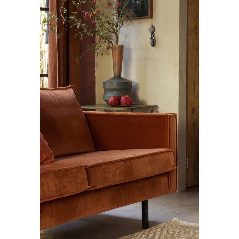 Sofa RODEO, 2.5-seater, velvet fabric, rust color