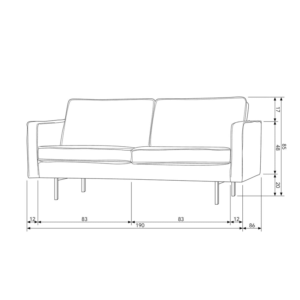 Sofa RODEO, 2.5-seater, velvet fabric, blue color