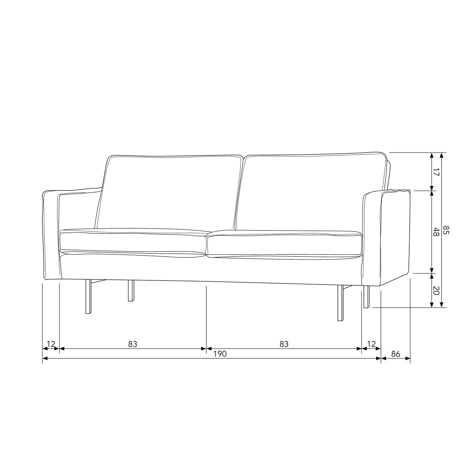 RODEO sofa, 2.5-seater, velvet fabric, honey colour