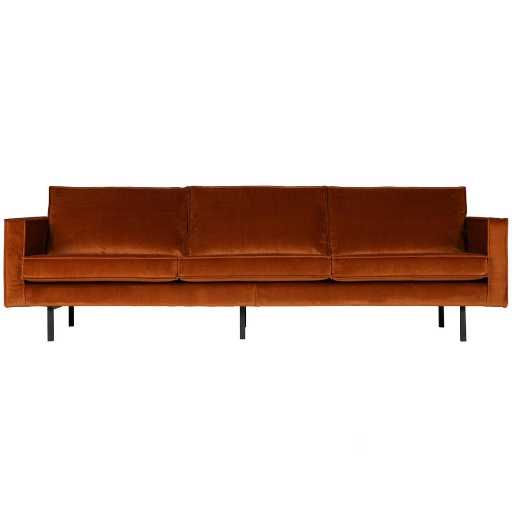 RODEO three-seater sofa, velour fabric, rust colour