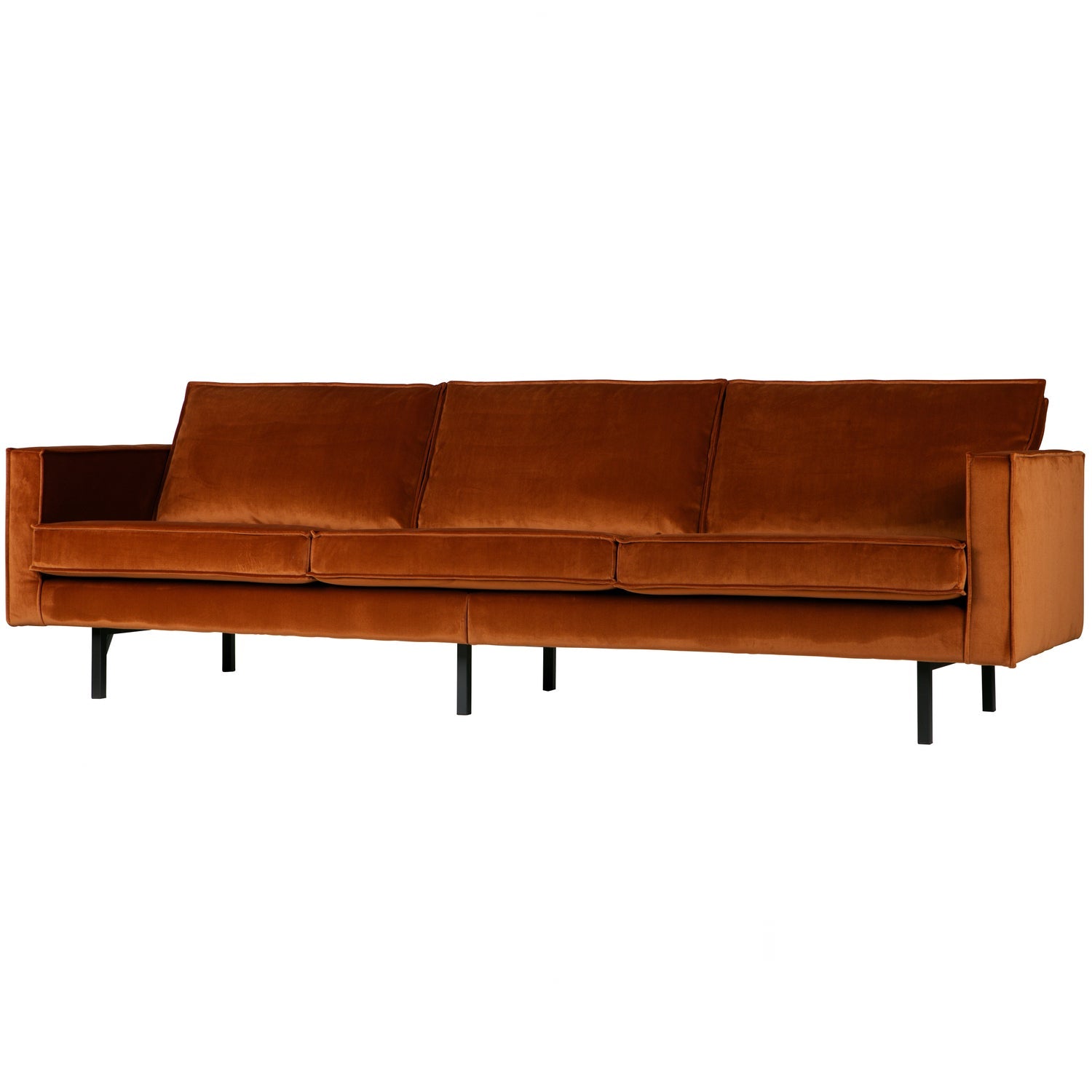 RODEO three-seater sofa, velour fabric, rust colour