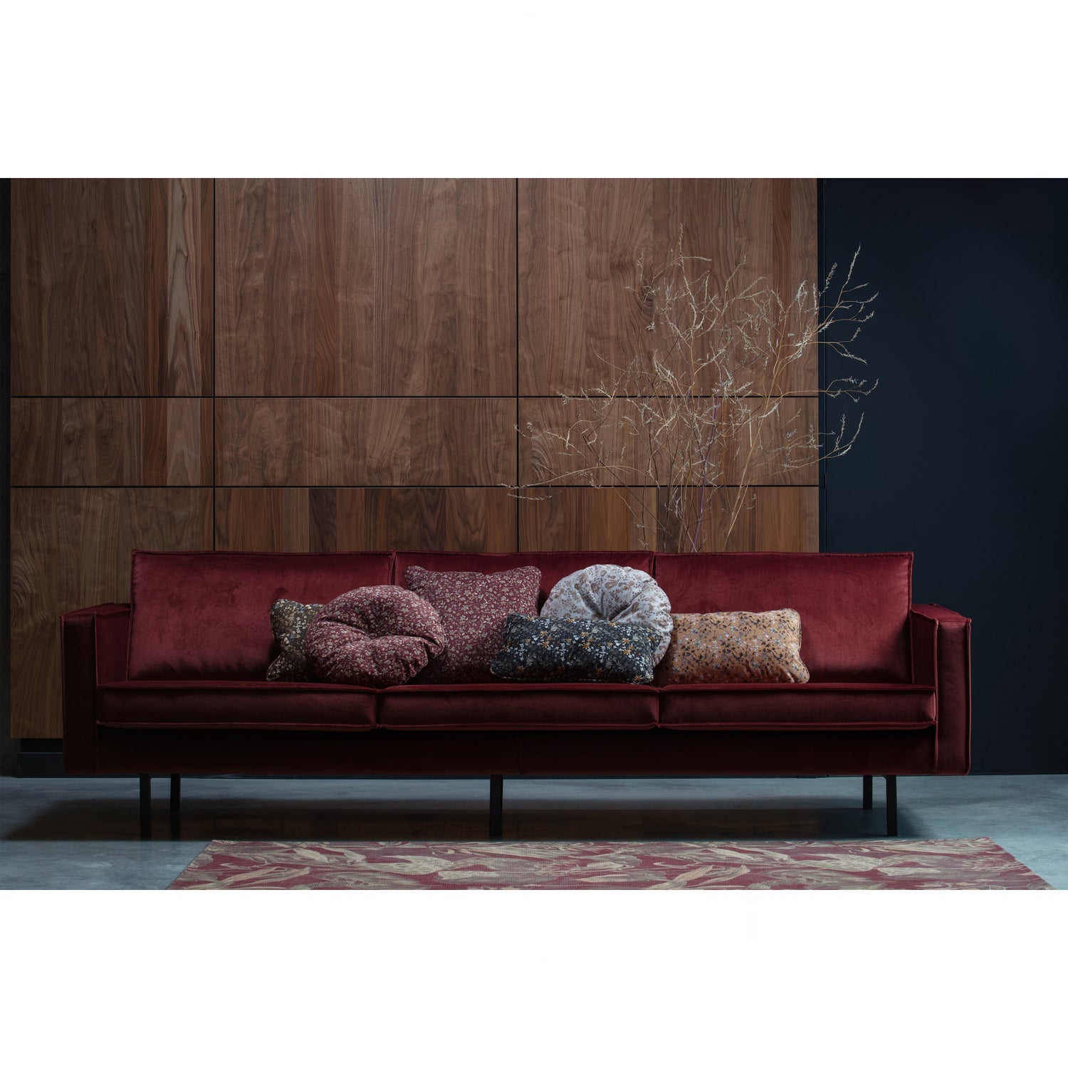 Sofa RODEO, 3 vietos, veliūro audinys, Chestnut spalva