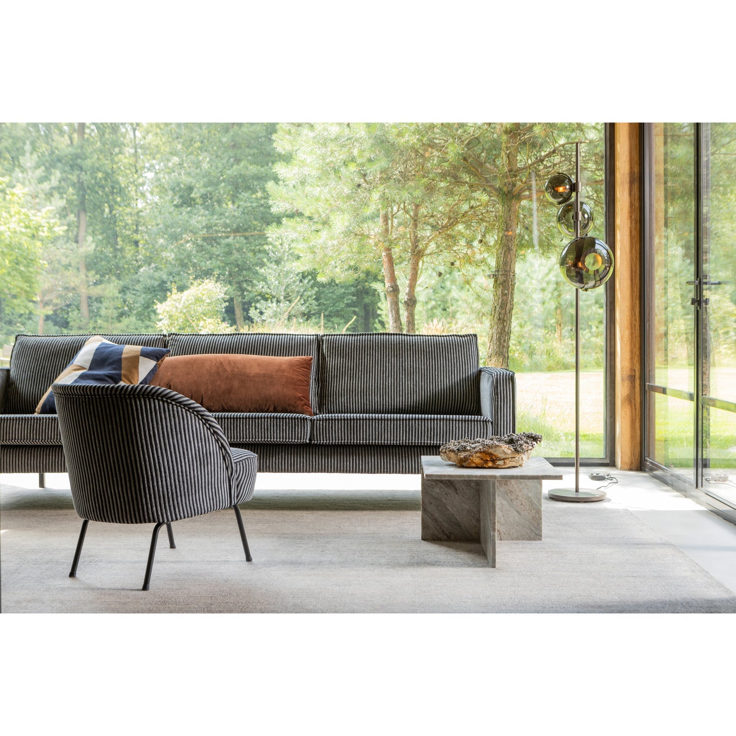 Armchair VOGUE, striped fabric, black/grey