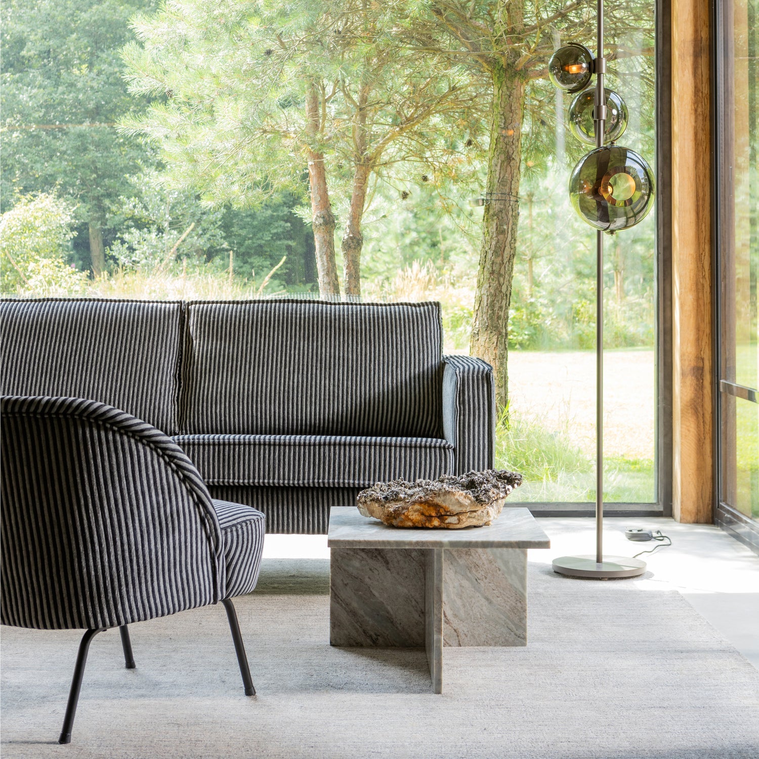 Armchair VOGUE, striped fabric, black/grey