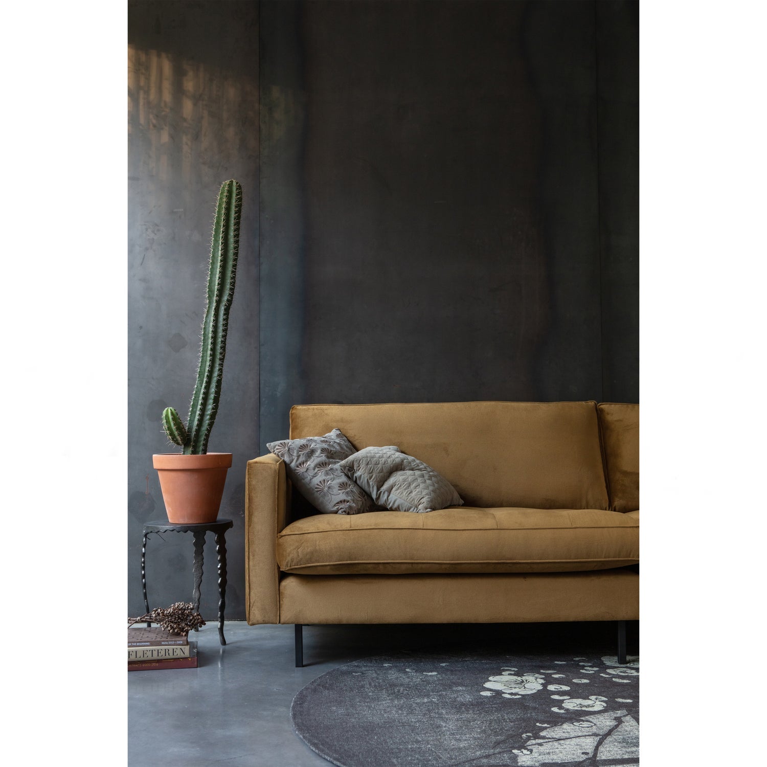 Klasikinė sofa RODEO, 3 vietos, veliūro audinys, medaus spalva