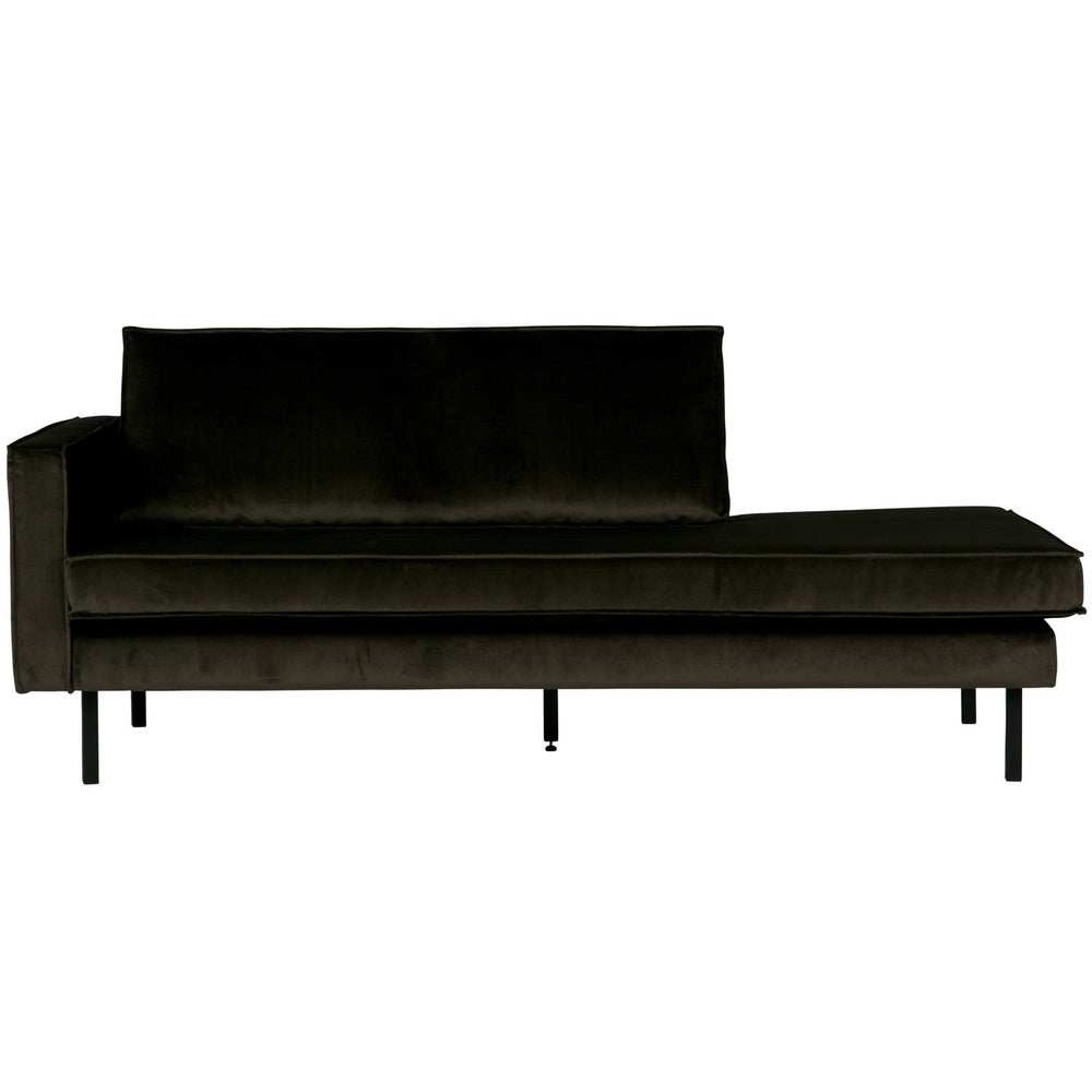 Chaise longue RODEO, left, velour fabric, dark green