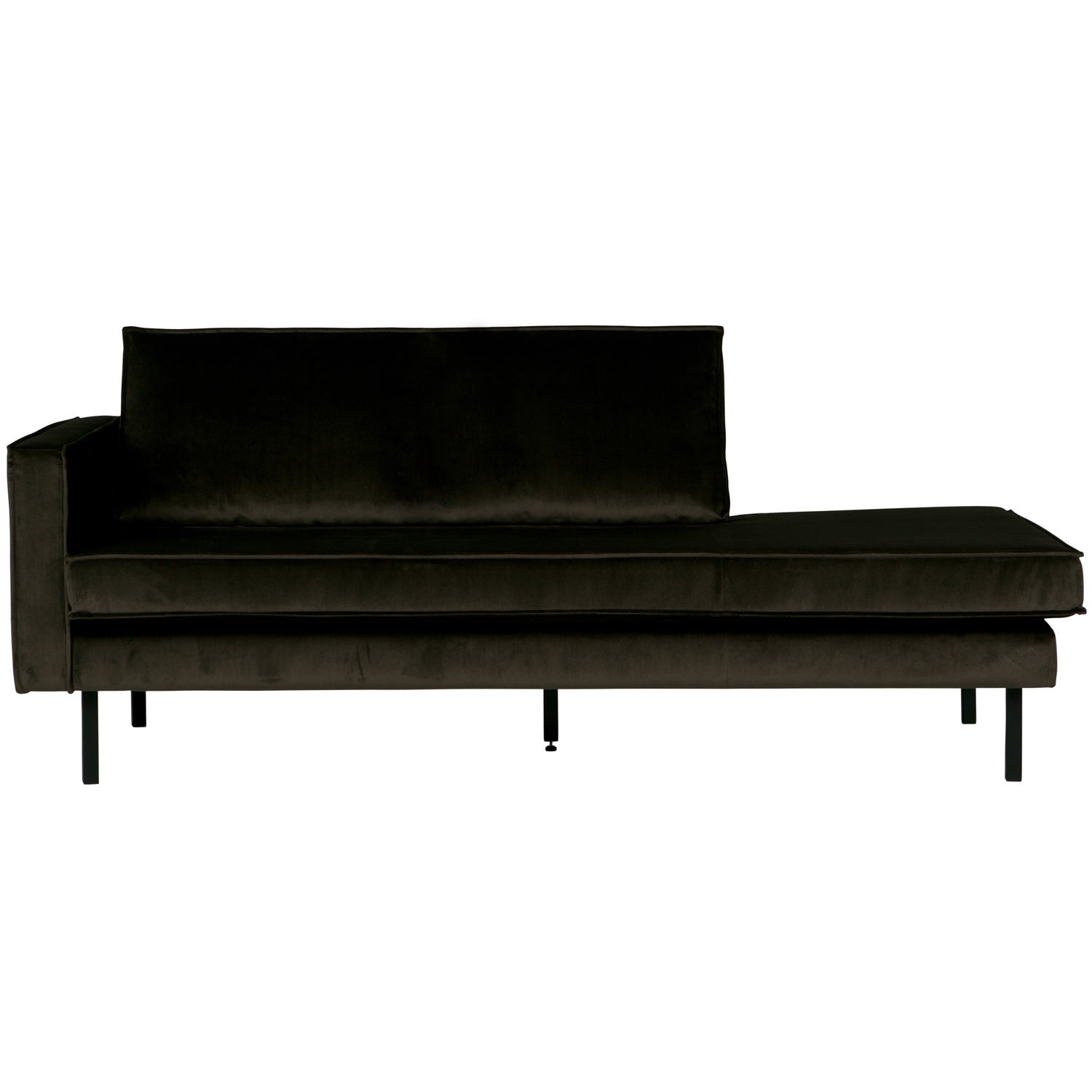 Chaise longue RODEO, left, velour fabric, dark green