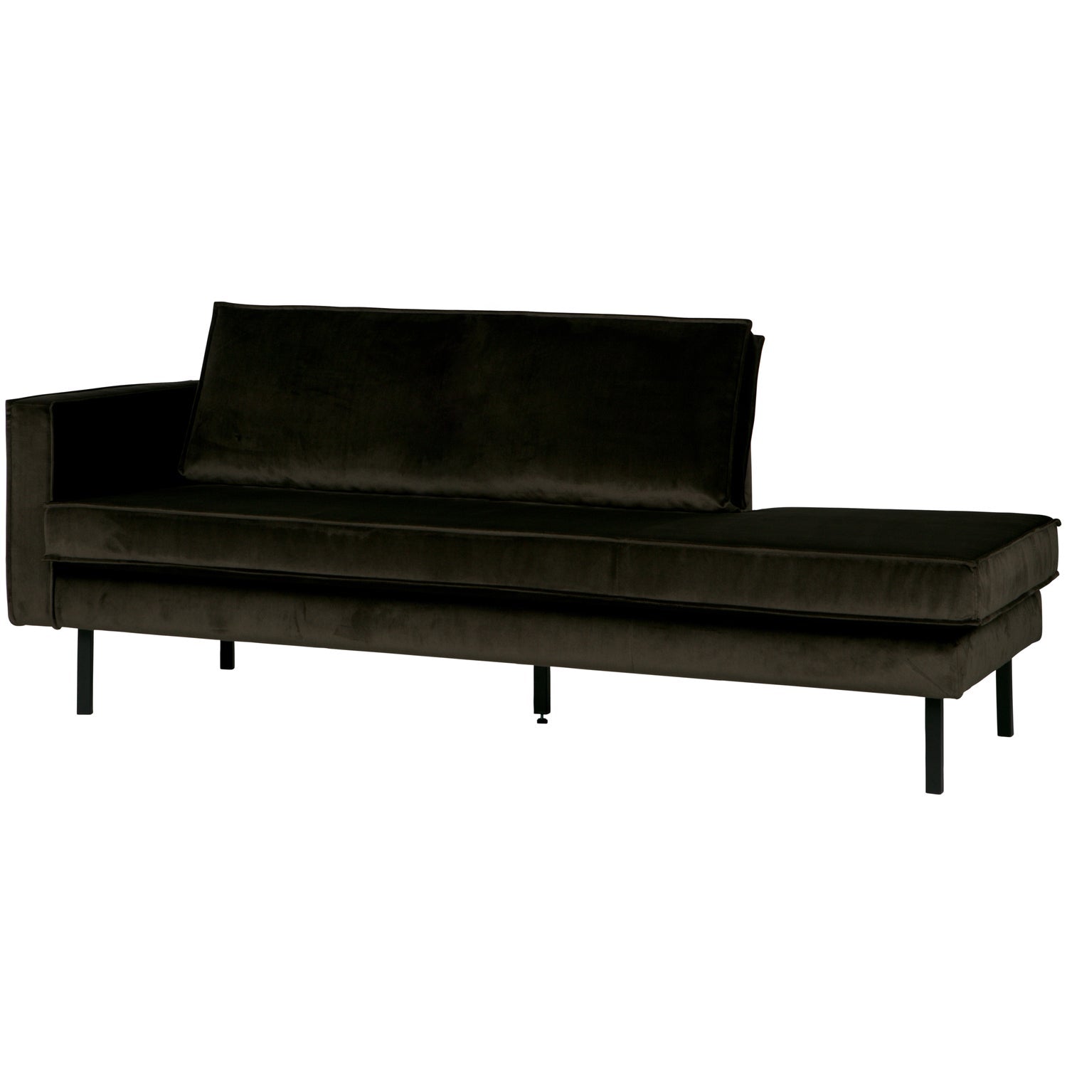 Chaise longue RODEO, left, velour fabric, dark green