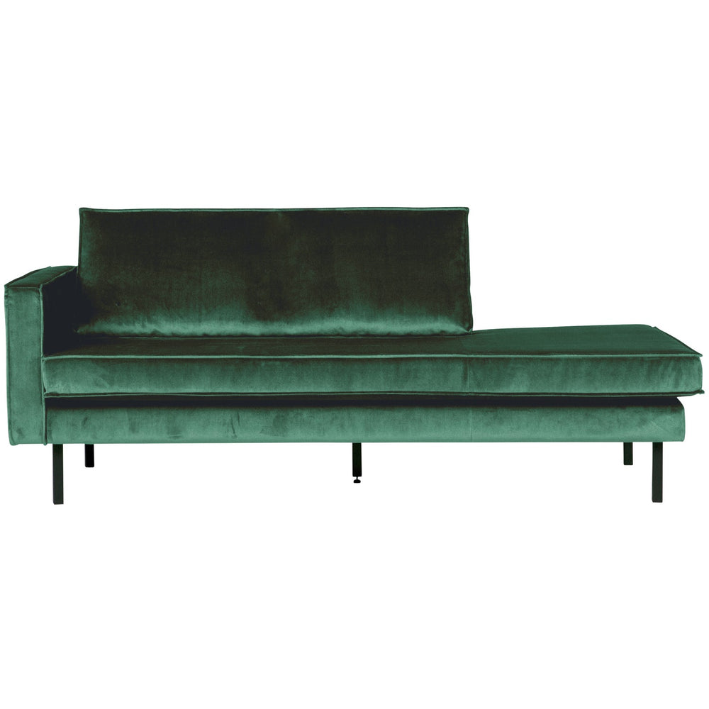 Chaise longue RODEO, left, velvet fabric, green