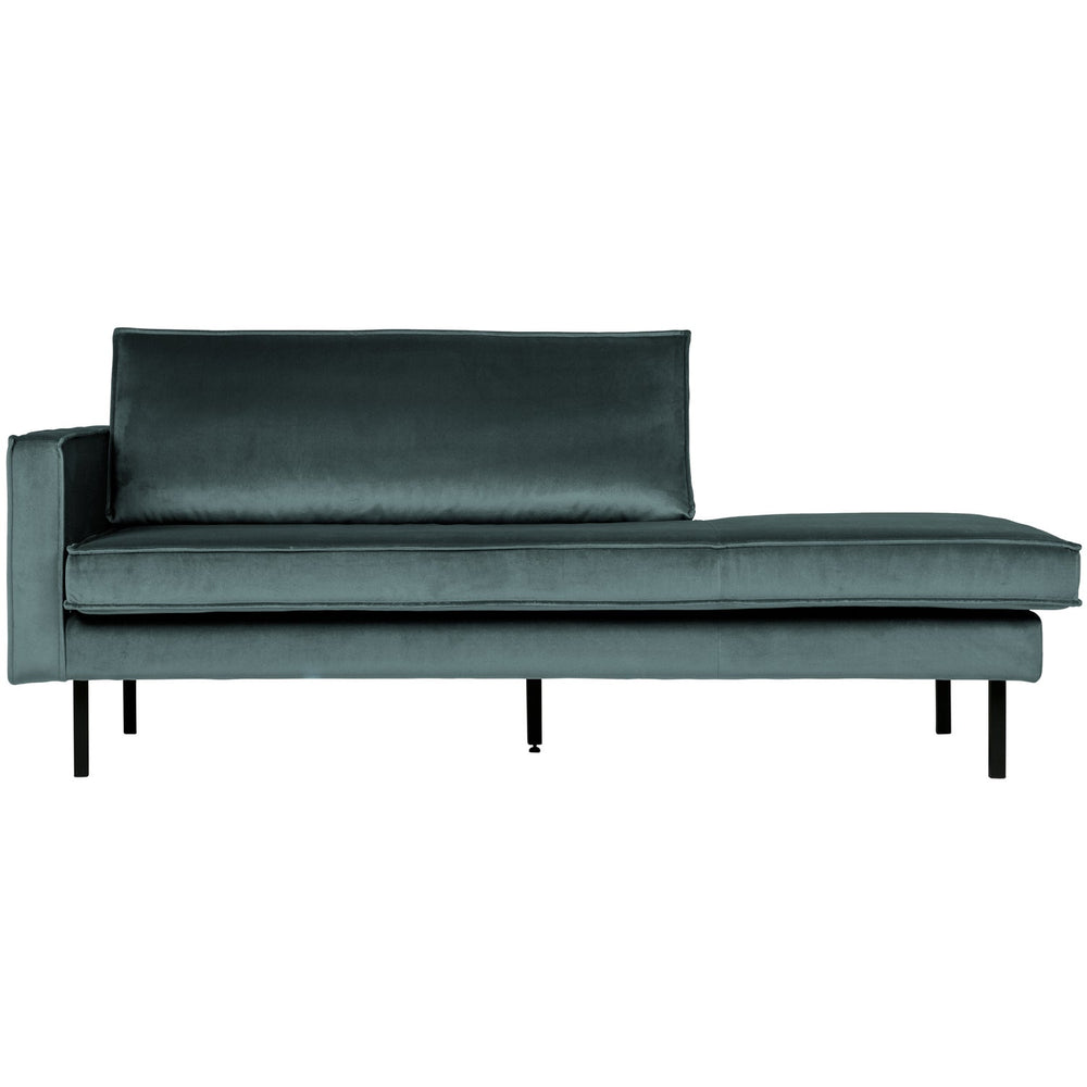 Chaise longue RODEO, left, velvet fabric, Teal color