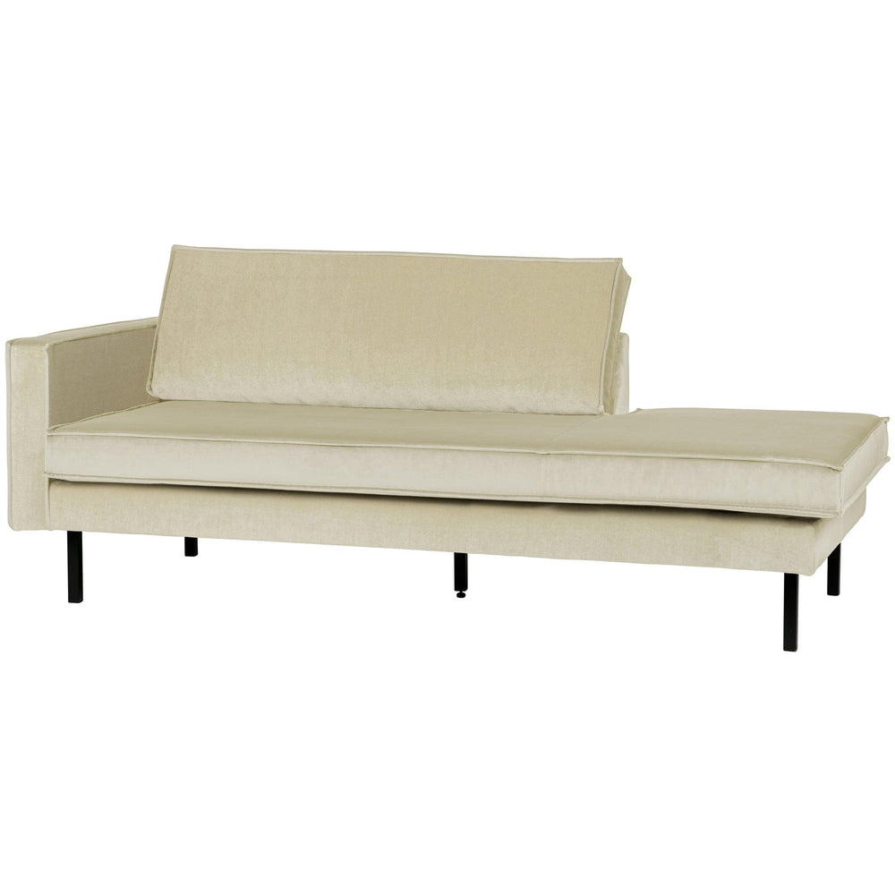 RODEO chaise longue, left, velvet fabric, pistachio color