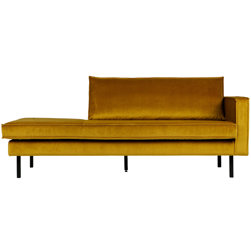 Chaise longue RODEO, right, velour fabric, Ochre colour