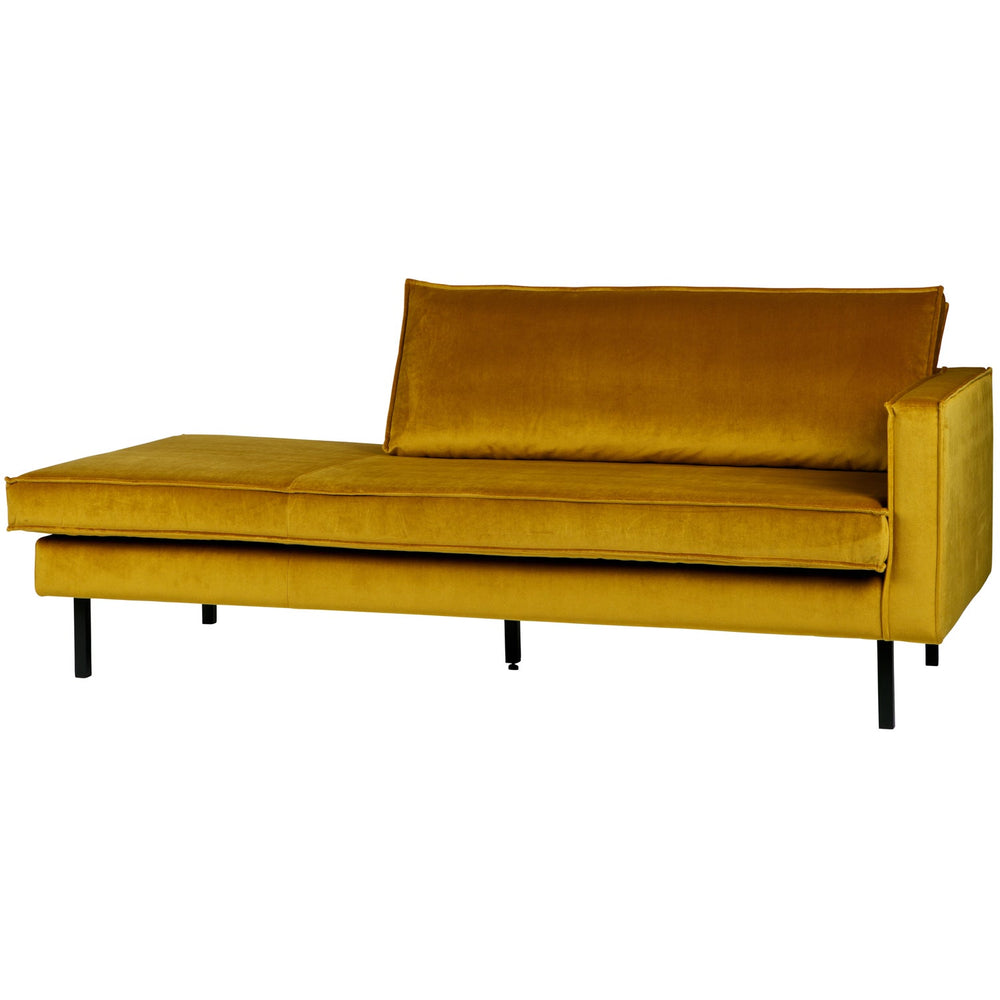 Chaise longue RODEO, right, velour fabric, Ochre colour