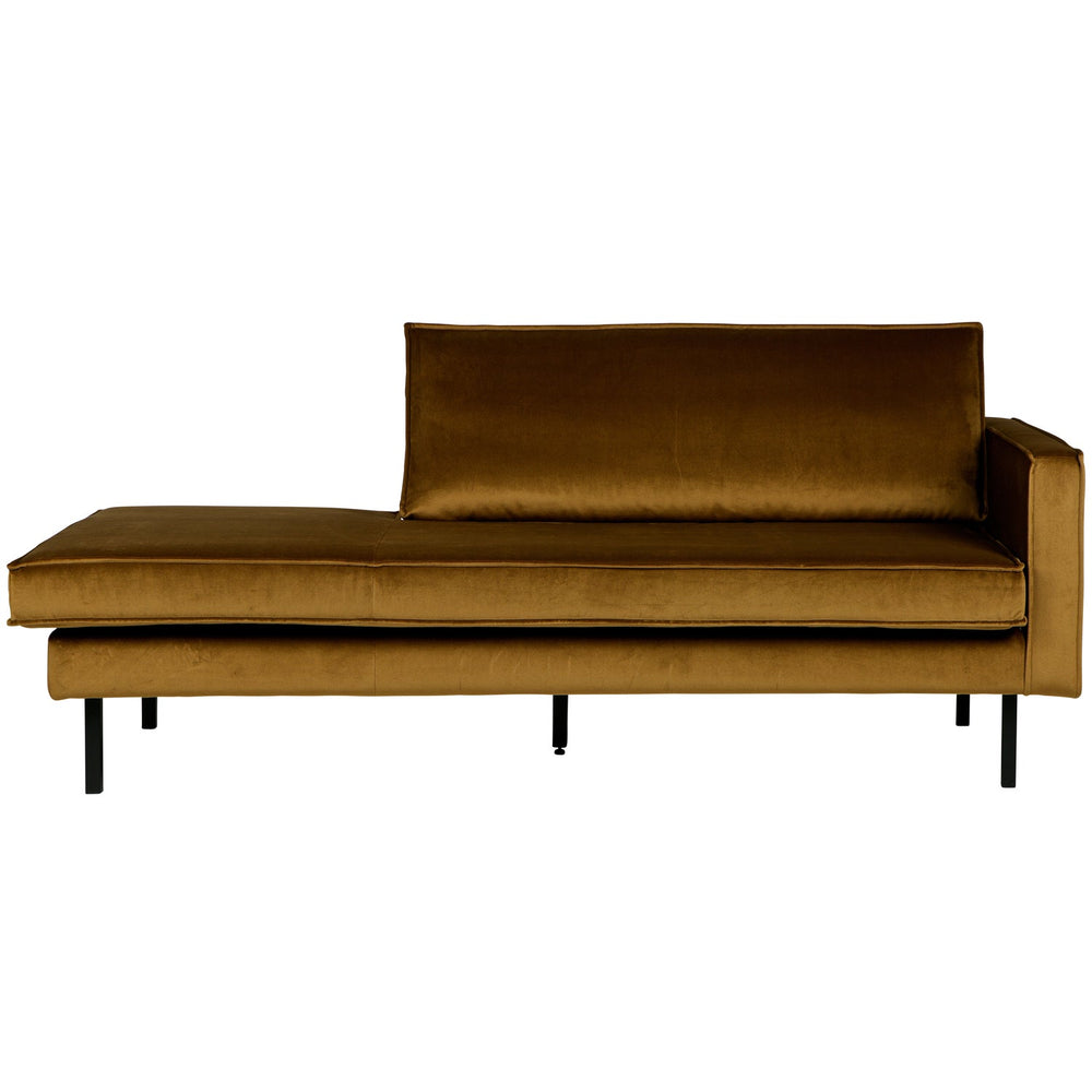 Chaise longue RODEO, right, velour fabric, honey color