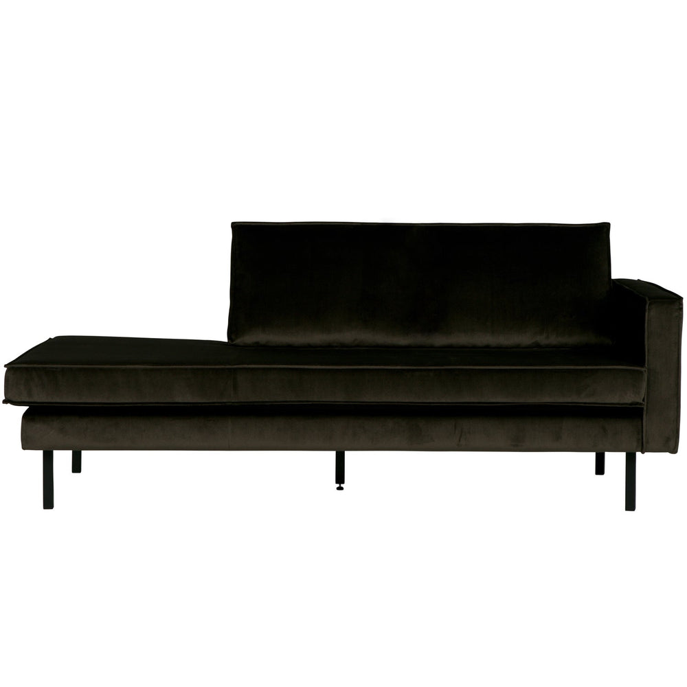 Chaise longue RODEO, right, velour fabric, dark green