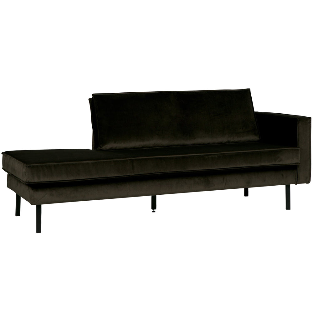 Chaise longue RODEO, right, velour fabric, dark green