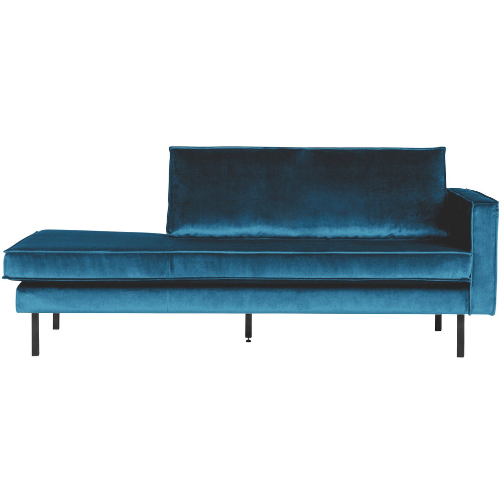 RODEO chaise longue, right, velvet fabric, blue color