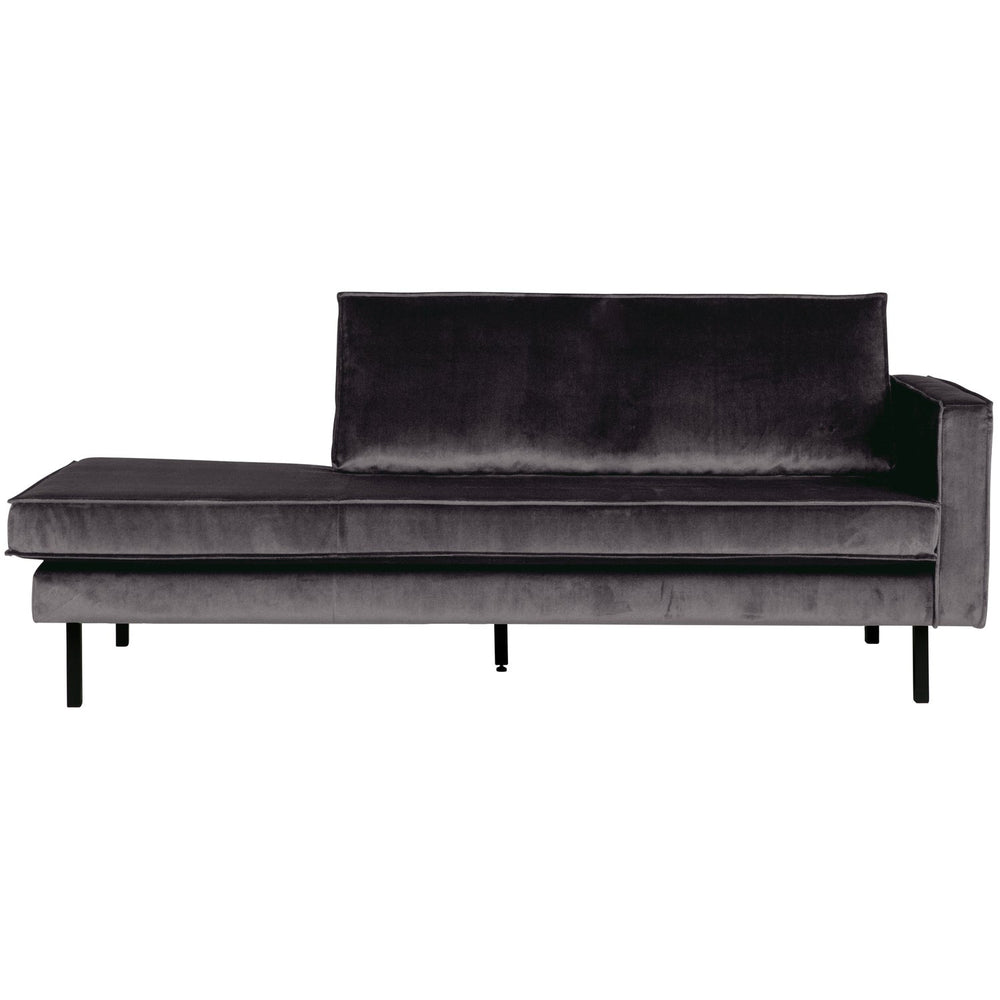 Chaise longue RODEO, right, velour fabric, anthracite
