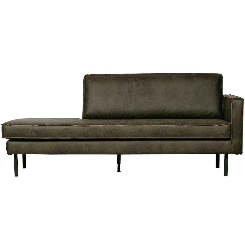 Chaise longue RODEO, right, eco leather, khaki colour