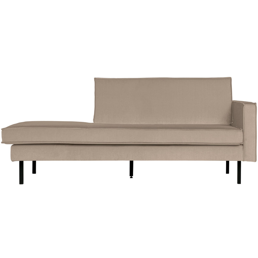 Chaise longue RODEO, right, velour fabric, Khaki color