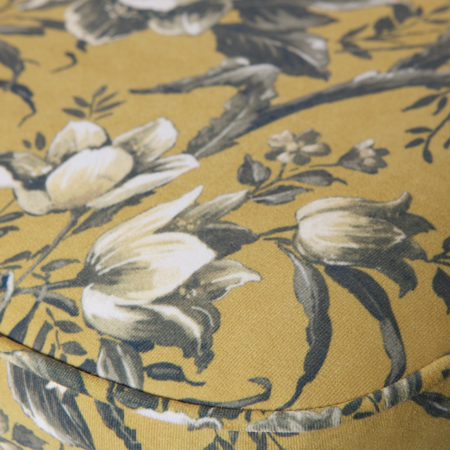 Fotelis VOGUE, veliūras, garstyčių geltona su gėlių raštu