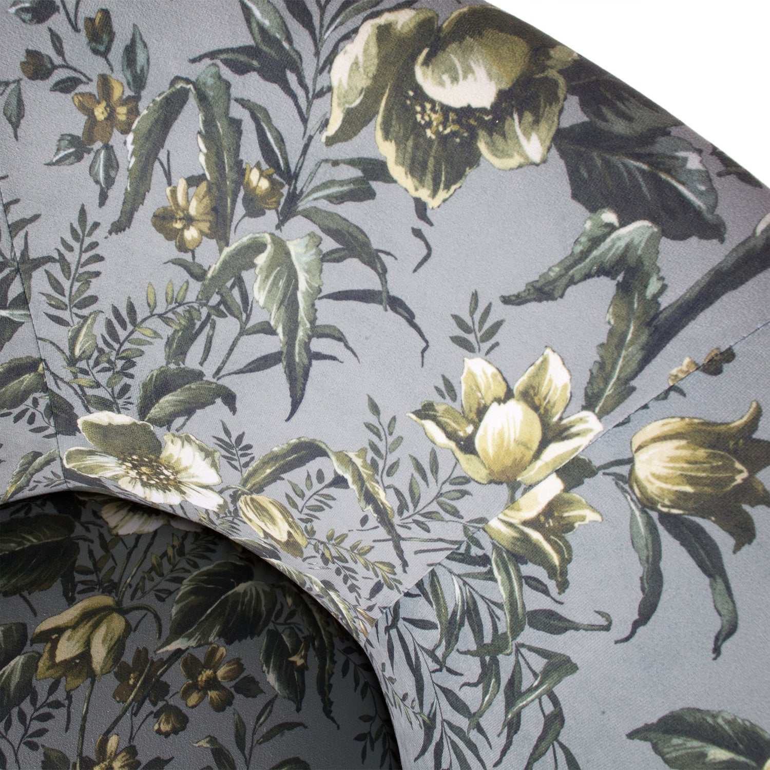 Fotelis VOGUE, veliūras, pilka su gėlių raštu