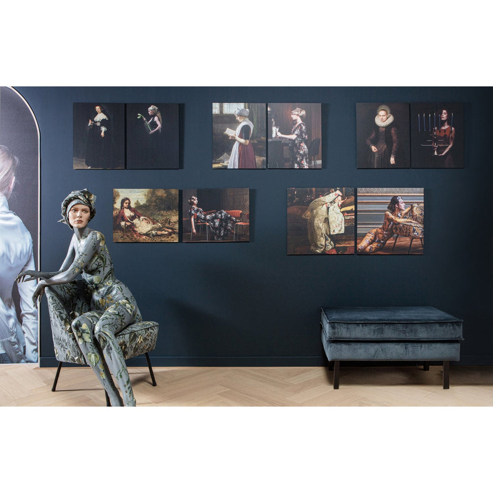 Fotelis VOGUE, veliūras, pilka su gėlių raštu