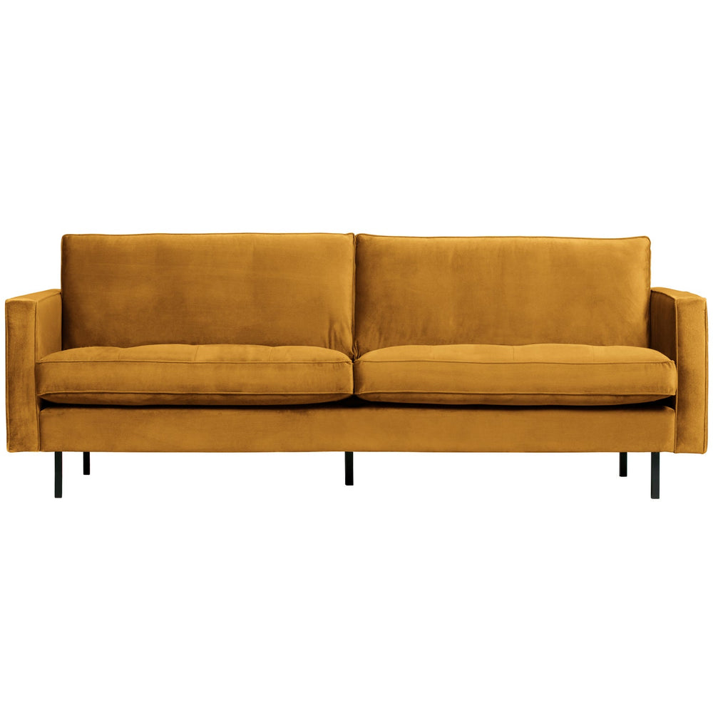 RODEO classic sofa, 2.5-seater, velvet, Ochre color