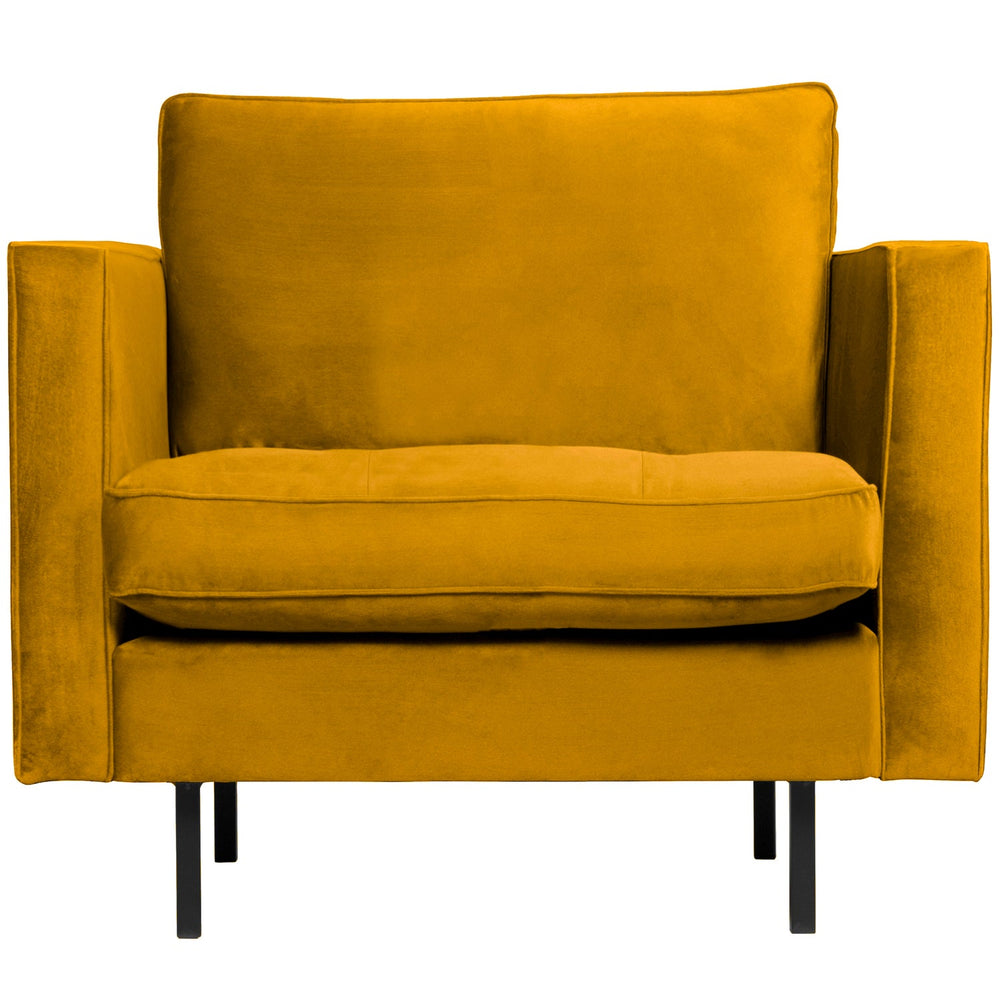 Classic armchair RODEO, velvet, Ochre