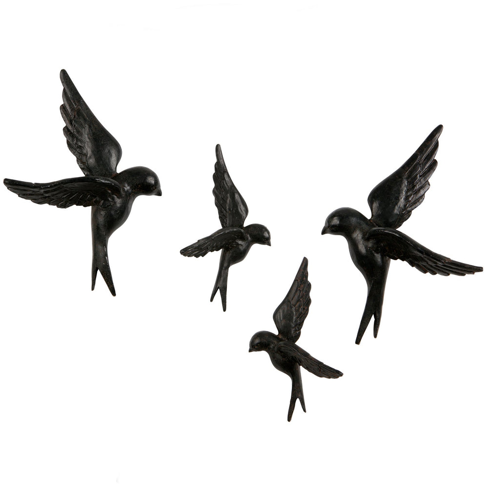 Wall decoration AVALER, set of 4 birds, black