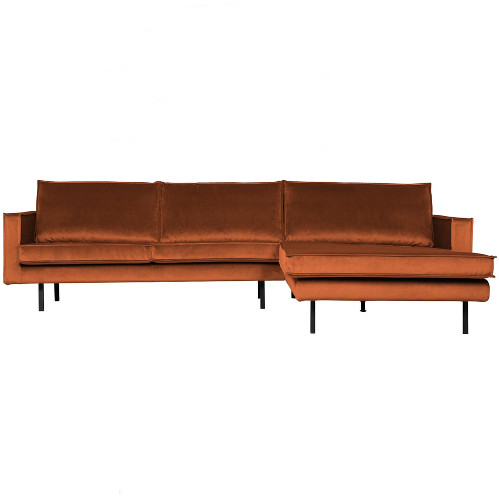 Corner sofa RODEO, right, velvet, rust