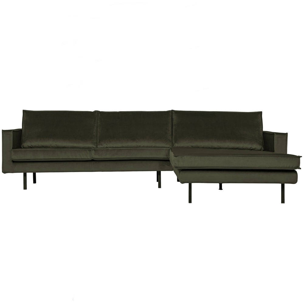 Corner sofa RODEO, right, velvet, dark green