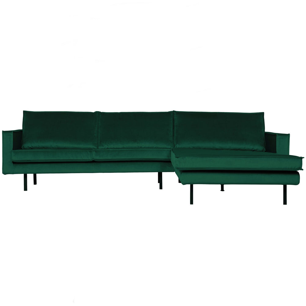 Corner sofa RODEO, right-facing, velvet, green