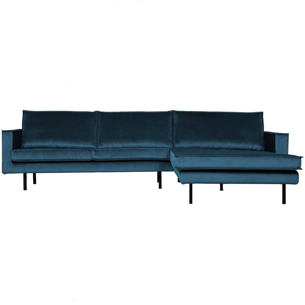 Corner sofa RODEO, right, velvet, blue
