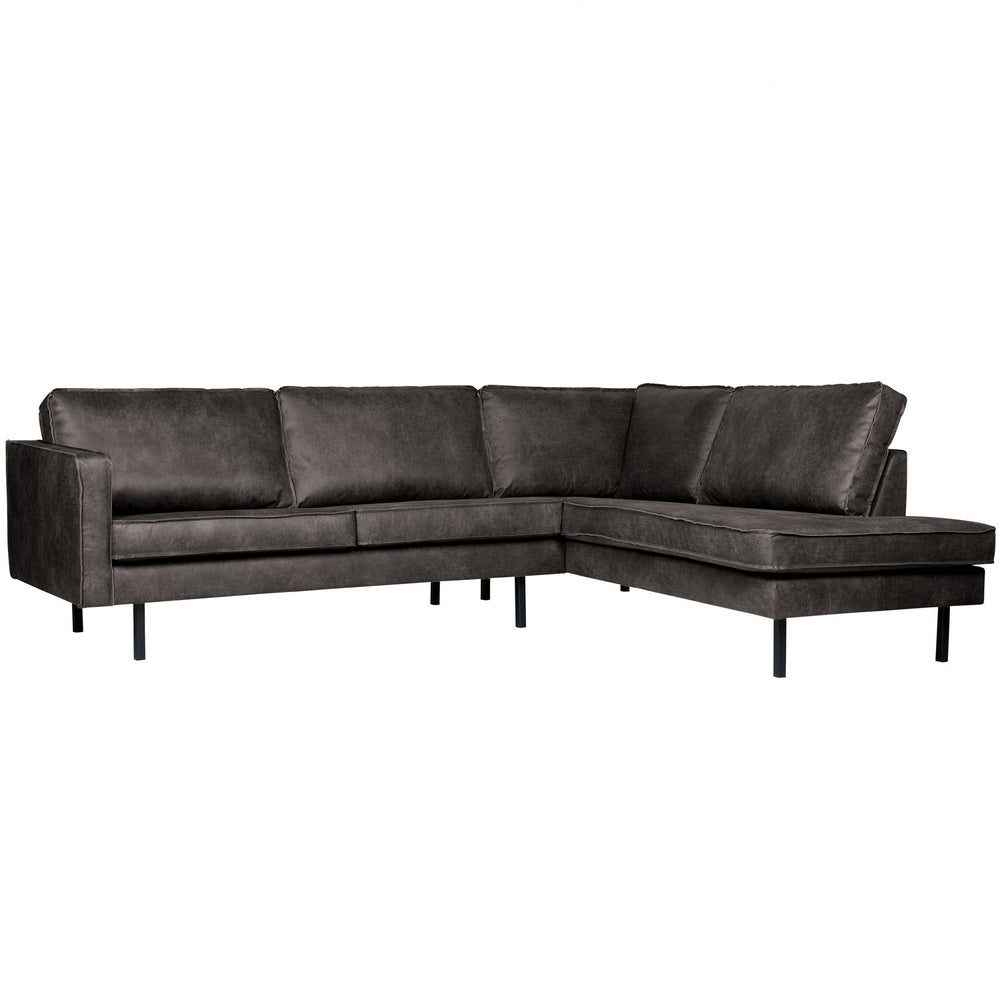 Kampinė sofa RODEO, eko oda, juoda