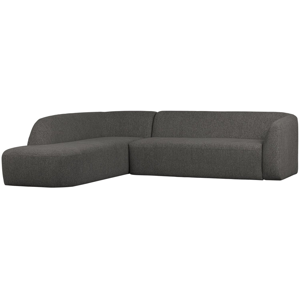Kampinė sofa SLOPING, kairė, pilka/juoda