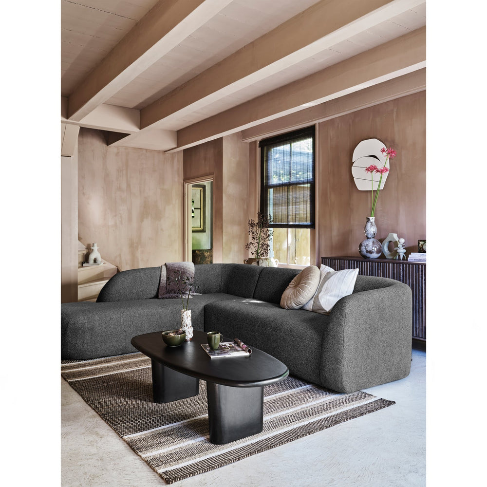 Kampinė sofa SLOPING, kairė, pilka/juoda