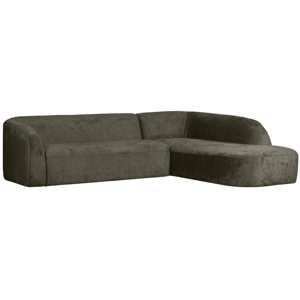Corner sofa SLOPING, right, structured velvet, Frost