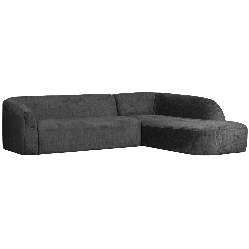 Corner sofa SLOPING, right, structured velour, Mountain