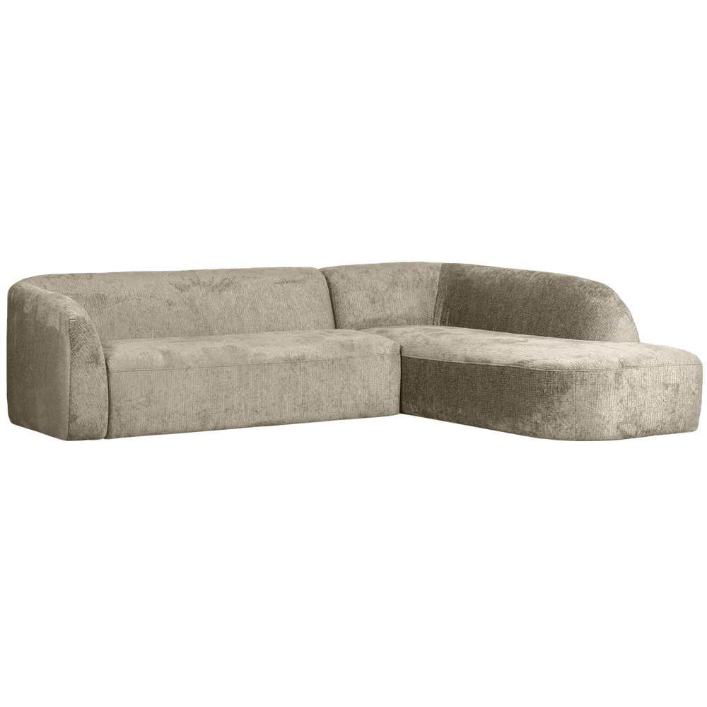 Corner sofa SLOPING, right, structured velvet, wheat color