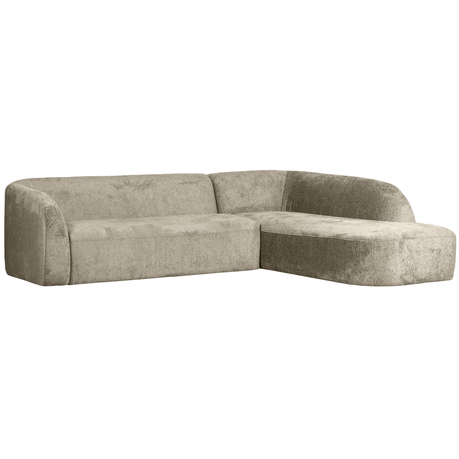 Corner sofa SLOPING, right, structured velvet, wheat color