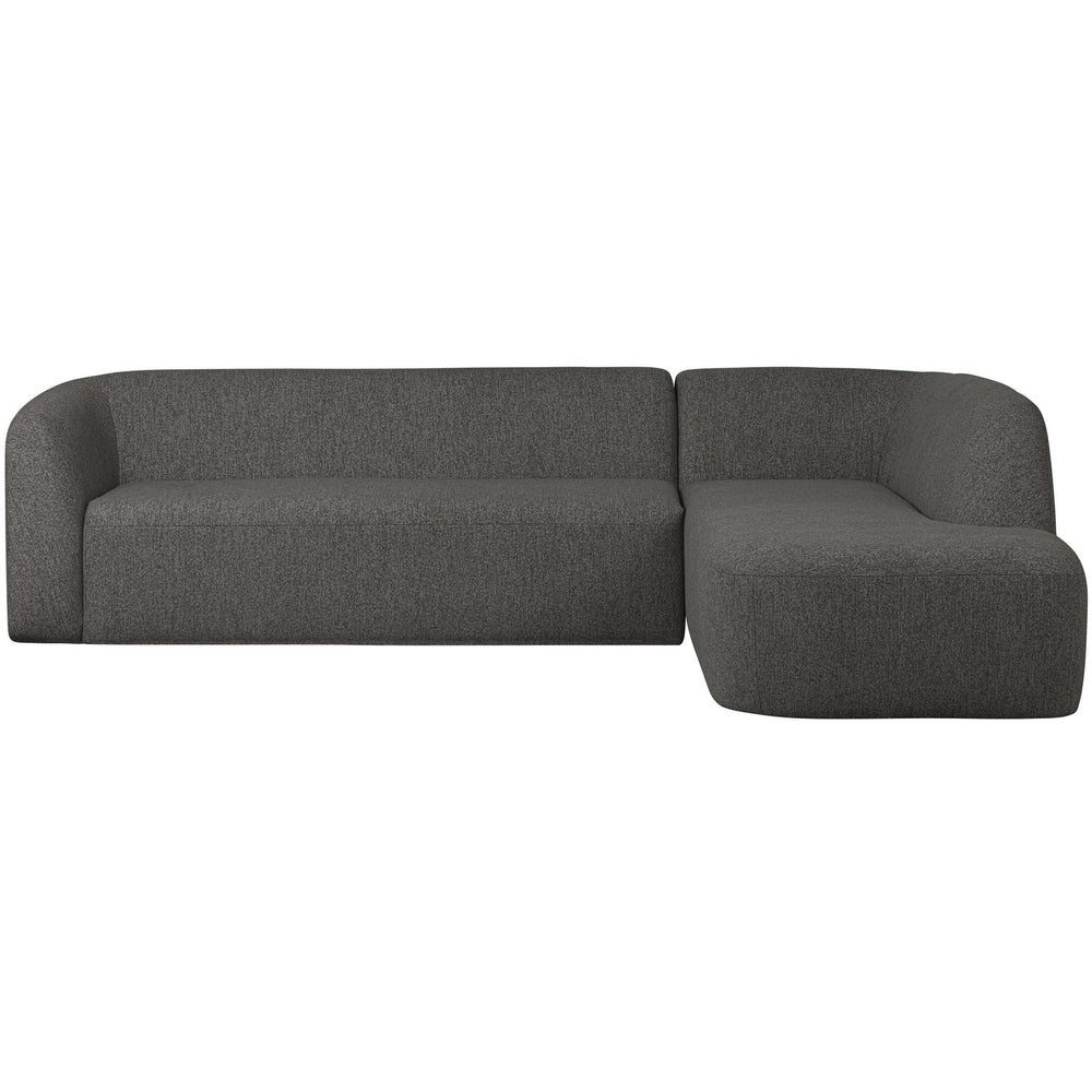 Corner sofa SLOPING, right, velour, grey/black melange