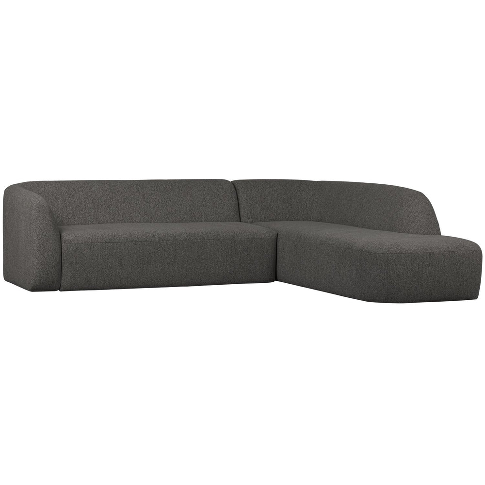 Corner sofa SLOPING, right, velour, grey/black melange