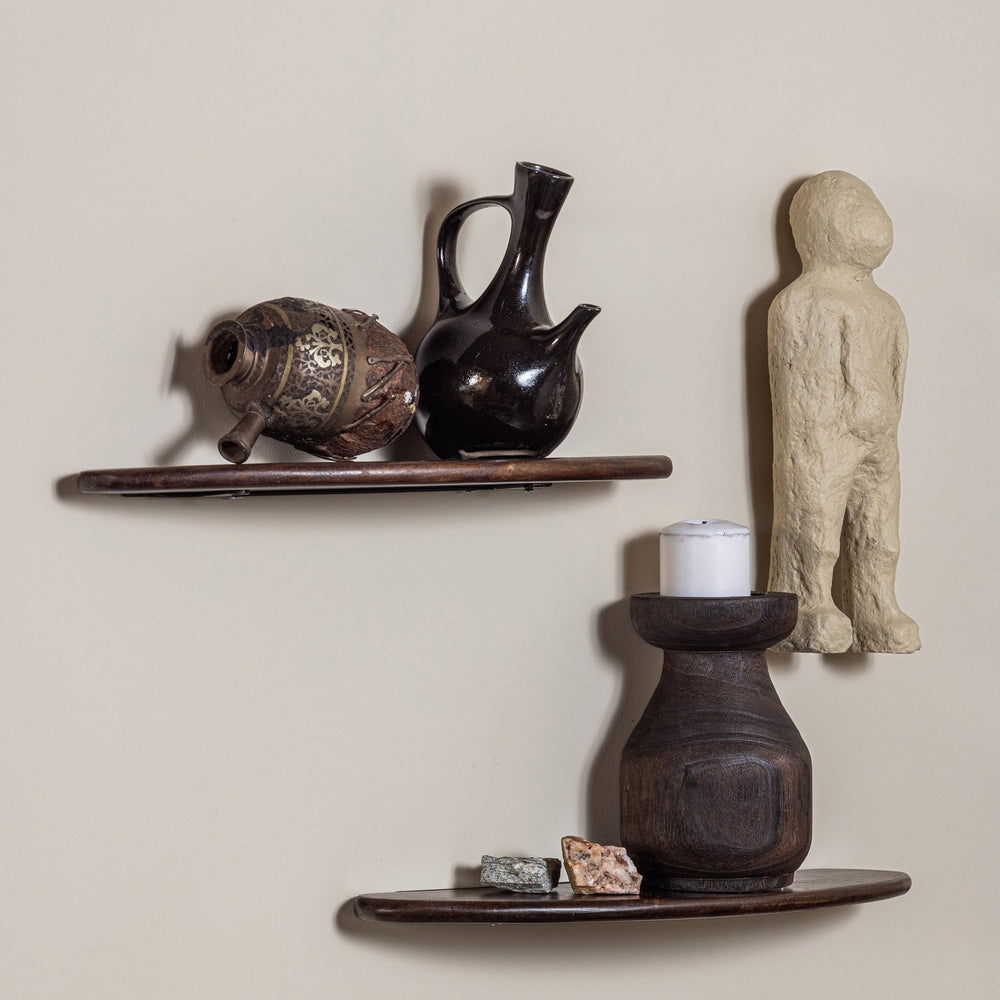 Wall shelves LAYER, 2 pcs, walnut color