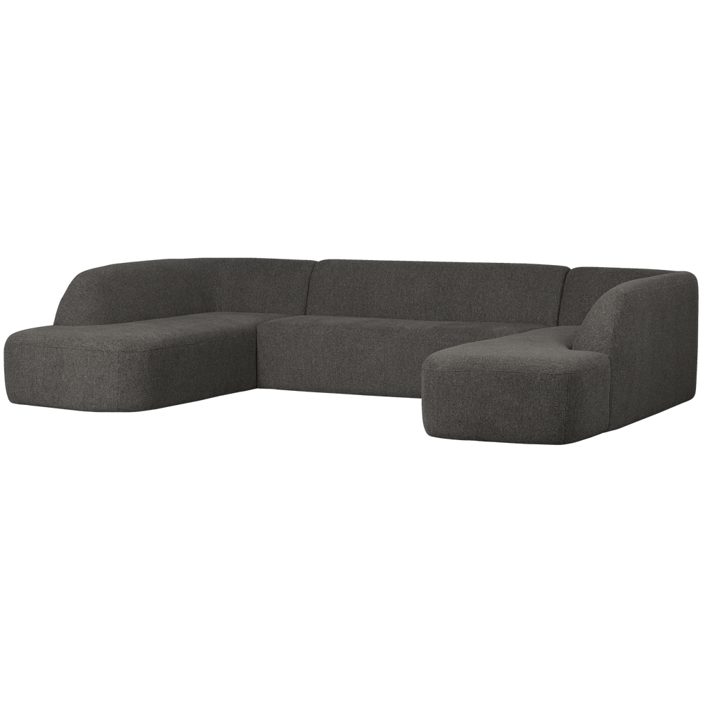 U-shaped SLOPING, velvet, grey/black melange